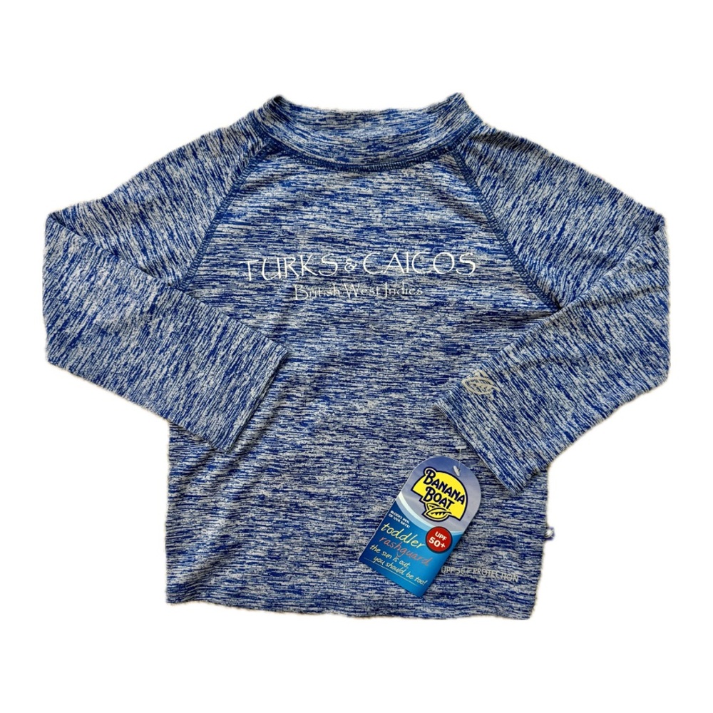 Turks and Caicos British West Indies Toddler Rash Guard Swim Shirt, Space Royal